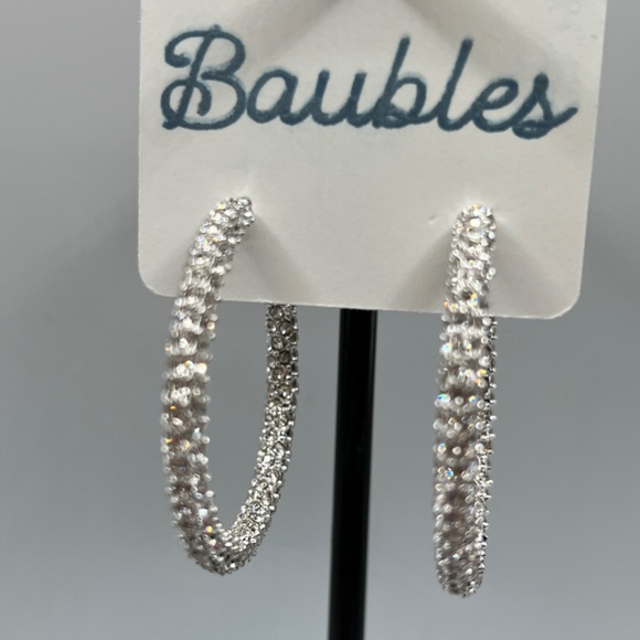 Baubles Encrusted Austrian Crystal Silver Hoop Earrings $12 EA or Bundle 3/$20 - Picture 4 of 8